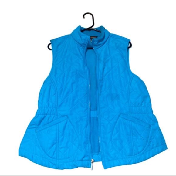 Bit & Bridle Sleeveless Quilted Riding Vest Full Zip Fleece Lined Blue Size L - Picture 1 of 8